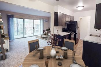 Kitchen with living room at Crown Pointe Apartments, Kentucky, 41014